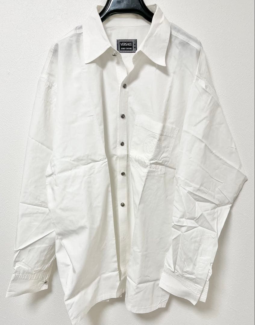 ヴェルサーチェ　Versace ホワイト　ボタンダウンシャツ　コットン100%
