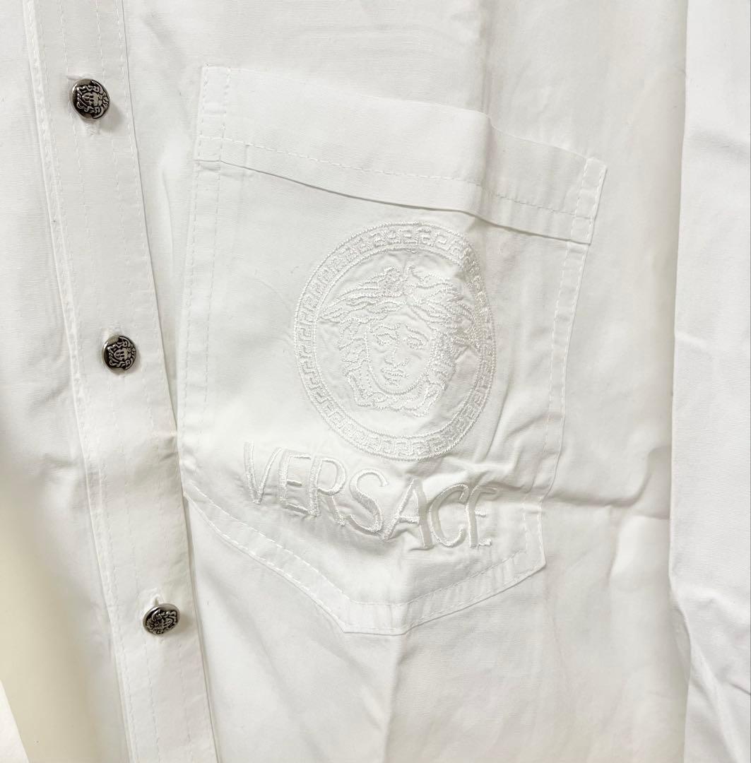 ヴェルサーチェ　Versace ホワイト　ボタンダウンシャツ　コットン100%