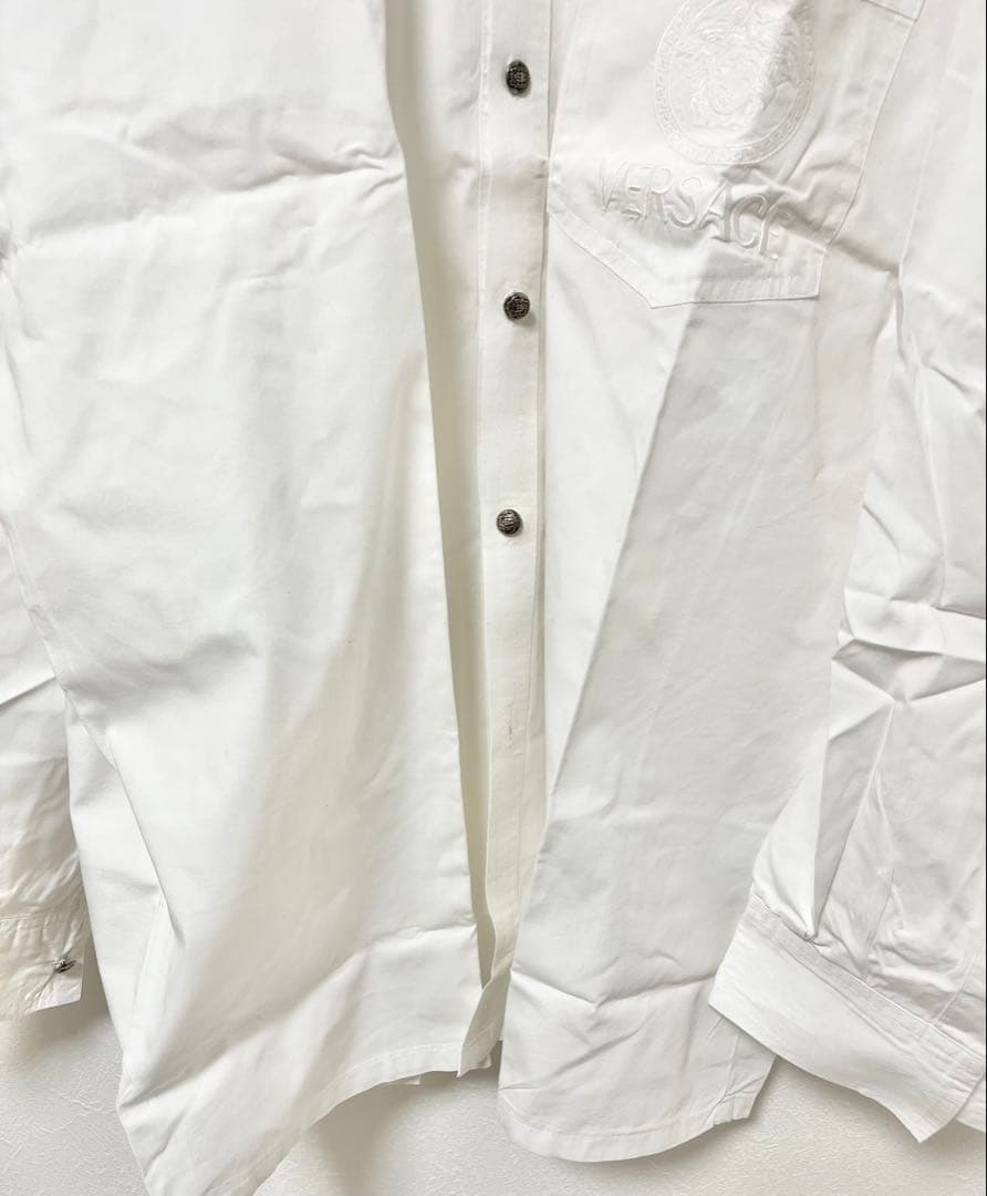 ヴェルサーチェ　Versace ホワイト　ボタンダウンシャツ　コットン100%
