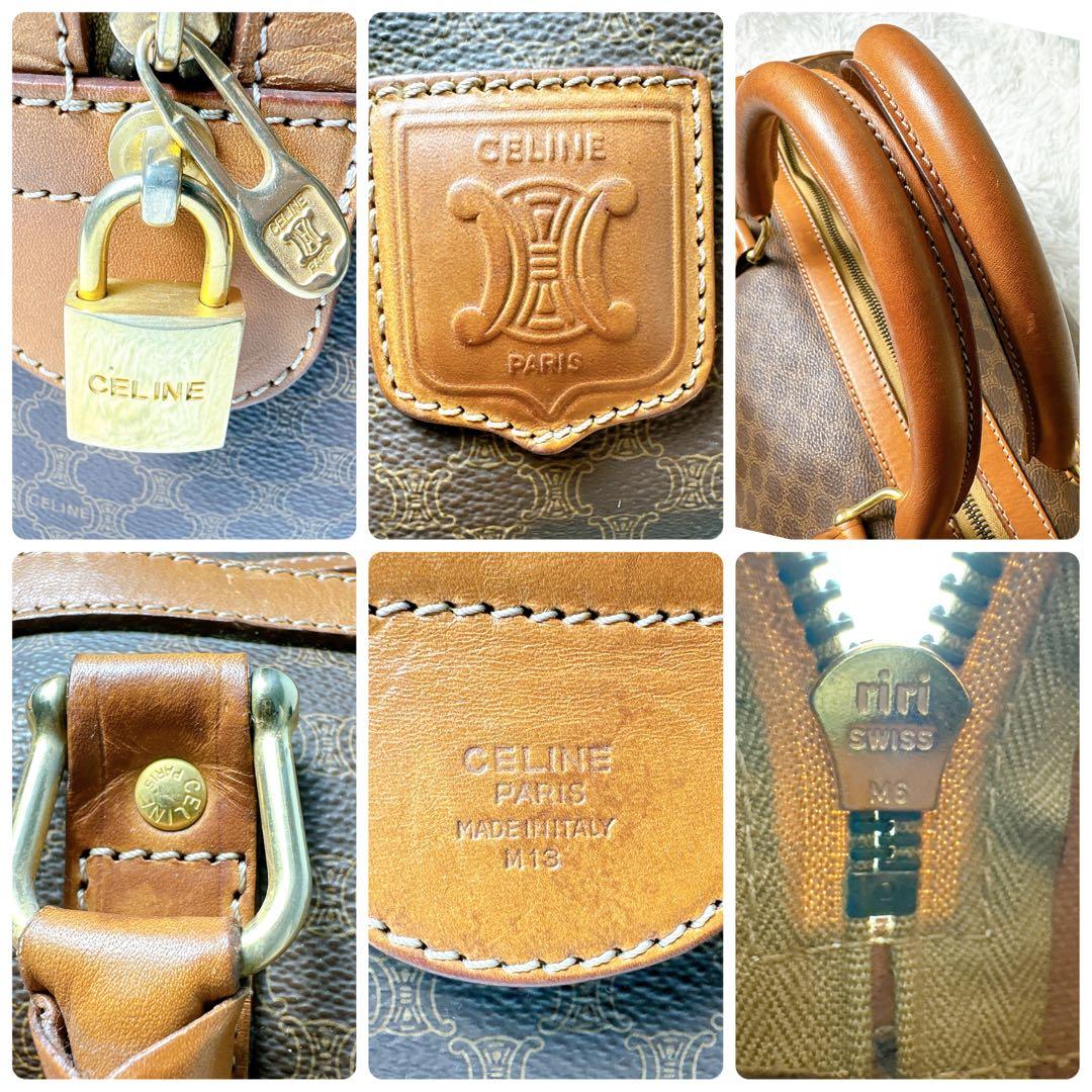 美品✨セリーヌ ボストンバッグ 大容量 マカダム柄 トリオンフ 鍵付き ハンド