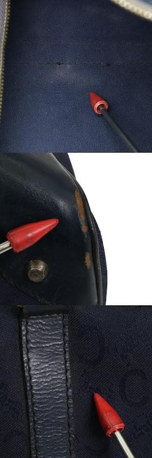 【激レア】CELINE セリーヌ　ボストンバッグ　馬車ロゴ　マカダム　大容量　紺