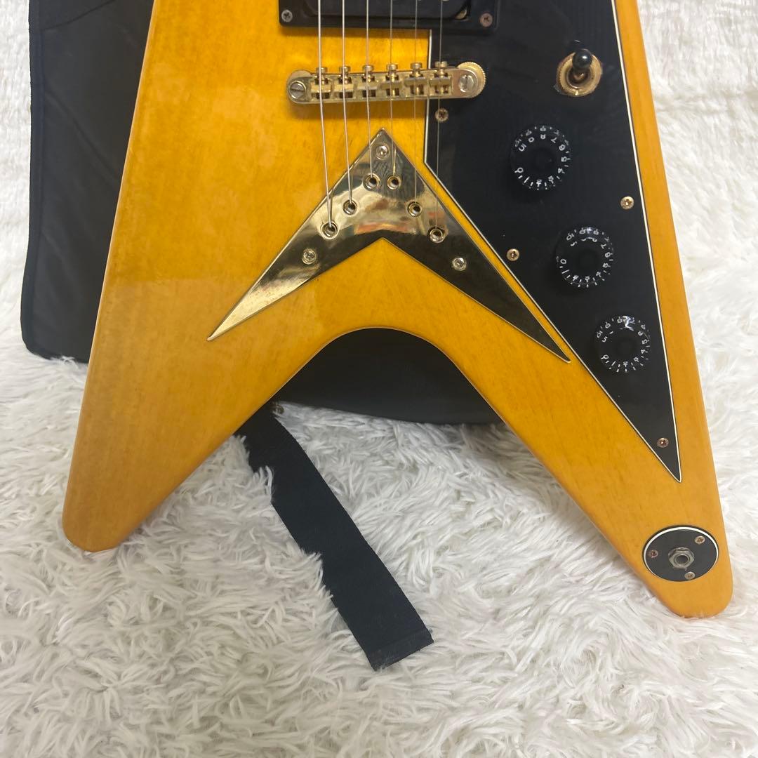 【メンテナンス済】バークレイ　フライングV エレキギター　イエロー