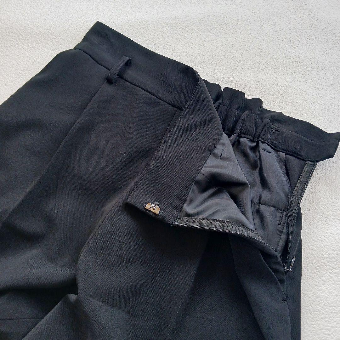 グリーンレーベルリラクシング　パンツスーツ　ブラック　ノーカラー　ワイドパンツ