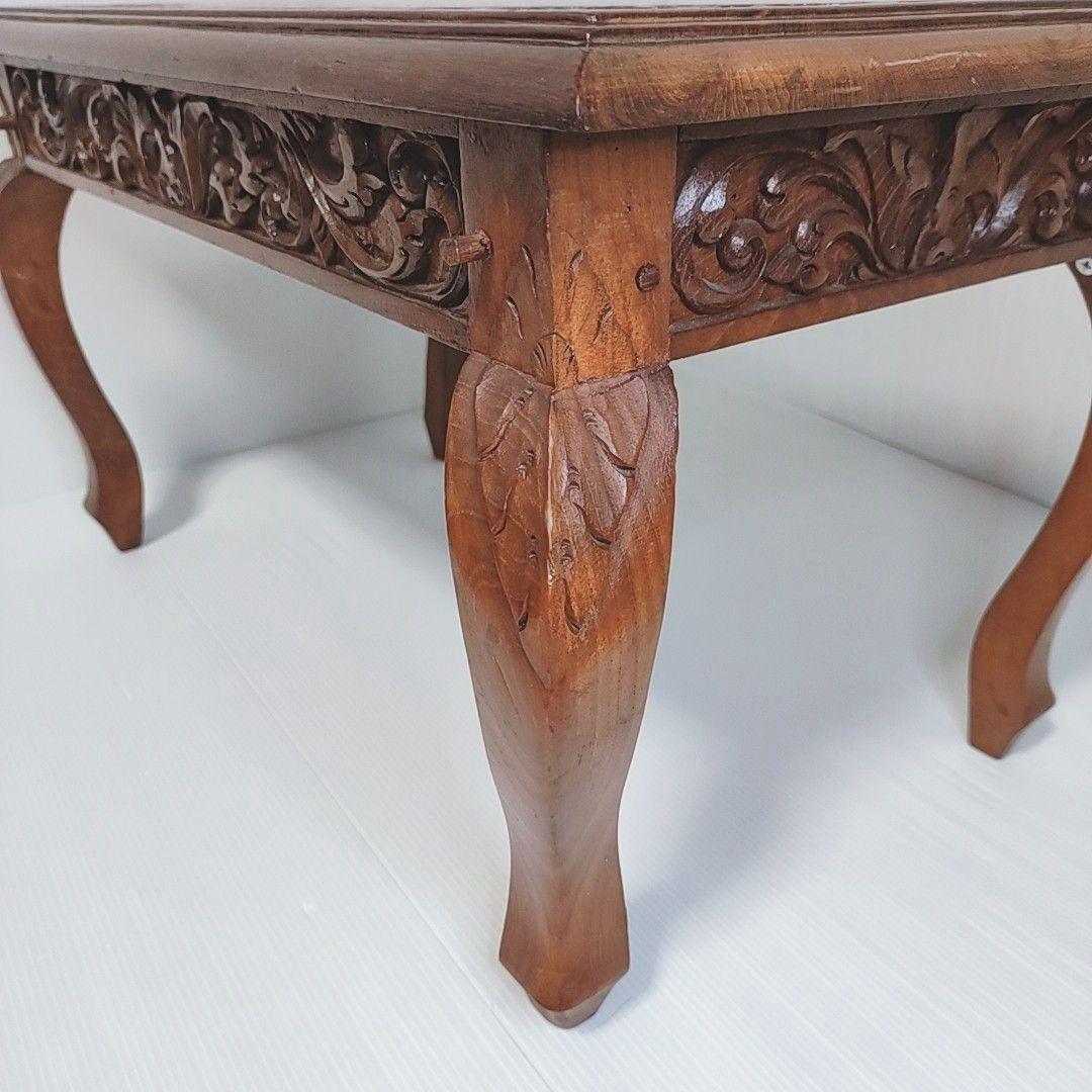 猫脚ミニテーブル 彫刻入り