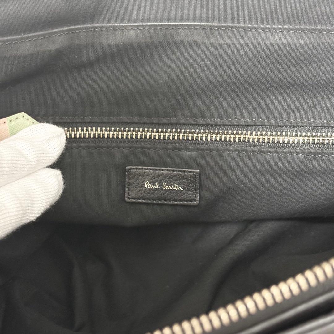 ✨美品✨ポールスミス トートバッグ シボ革 マルチストライプ A4可 肩掛け 黒