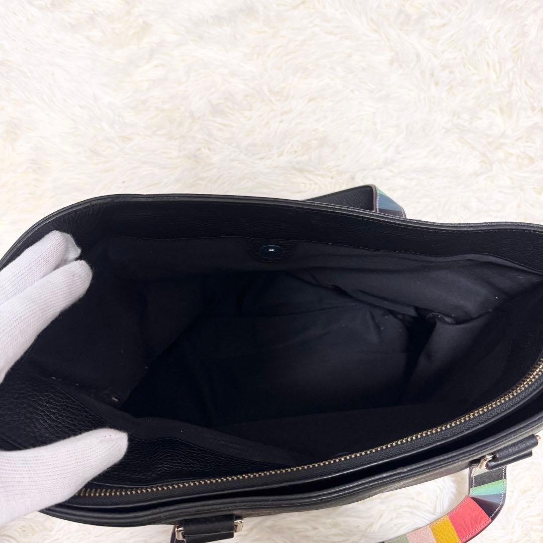 ✨美品✨ポールスミス トートバッグ シボ革 マルチストライプ A4可 肩掛け 黒