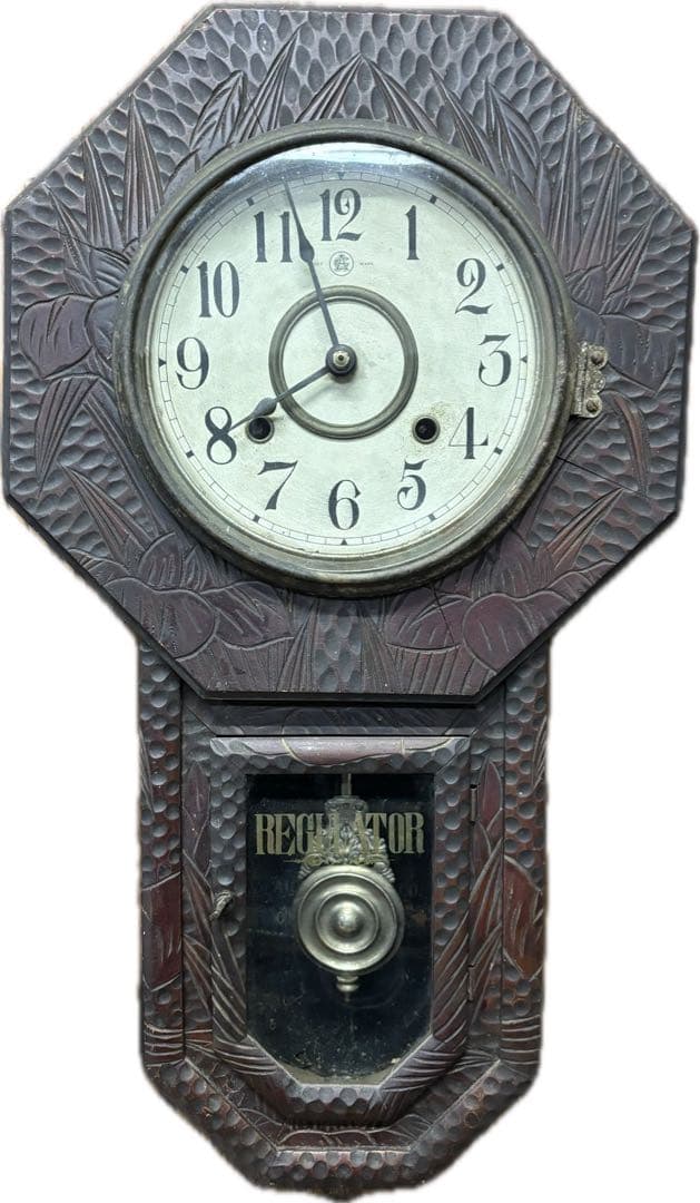 愛知時計 柱時計 ゼンマイ式 ボンボン時計 振り子時計 昭和レトロ 八角時計