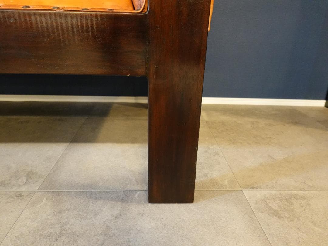 【価格見直しました】レザーソファ 3人掛け 本革調 アンティーク風 ノーブランド