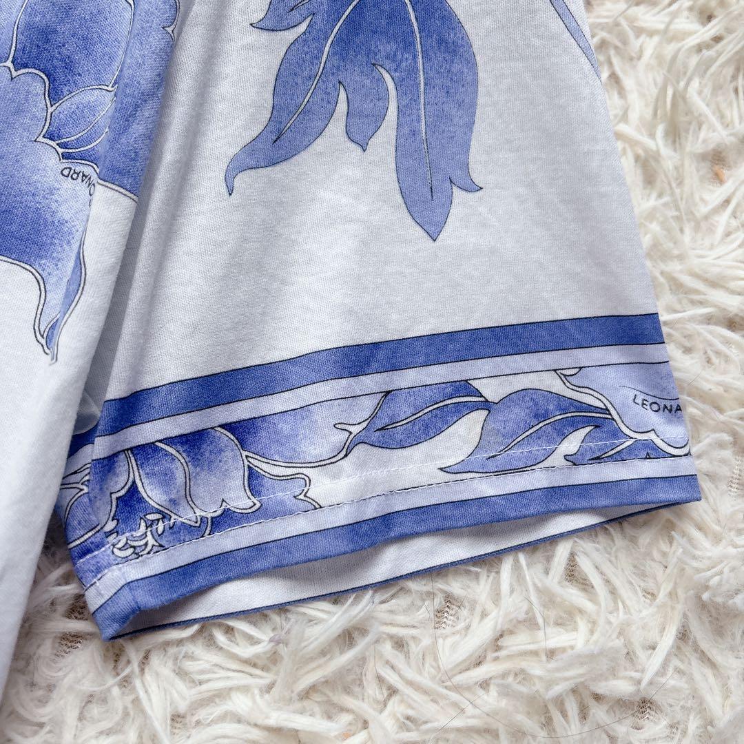 極美品✨レオナール 半袖シャツ カットソー トップス トリム 花柄 L
