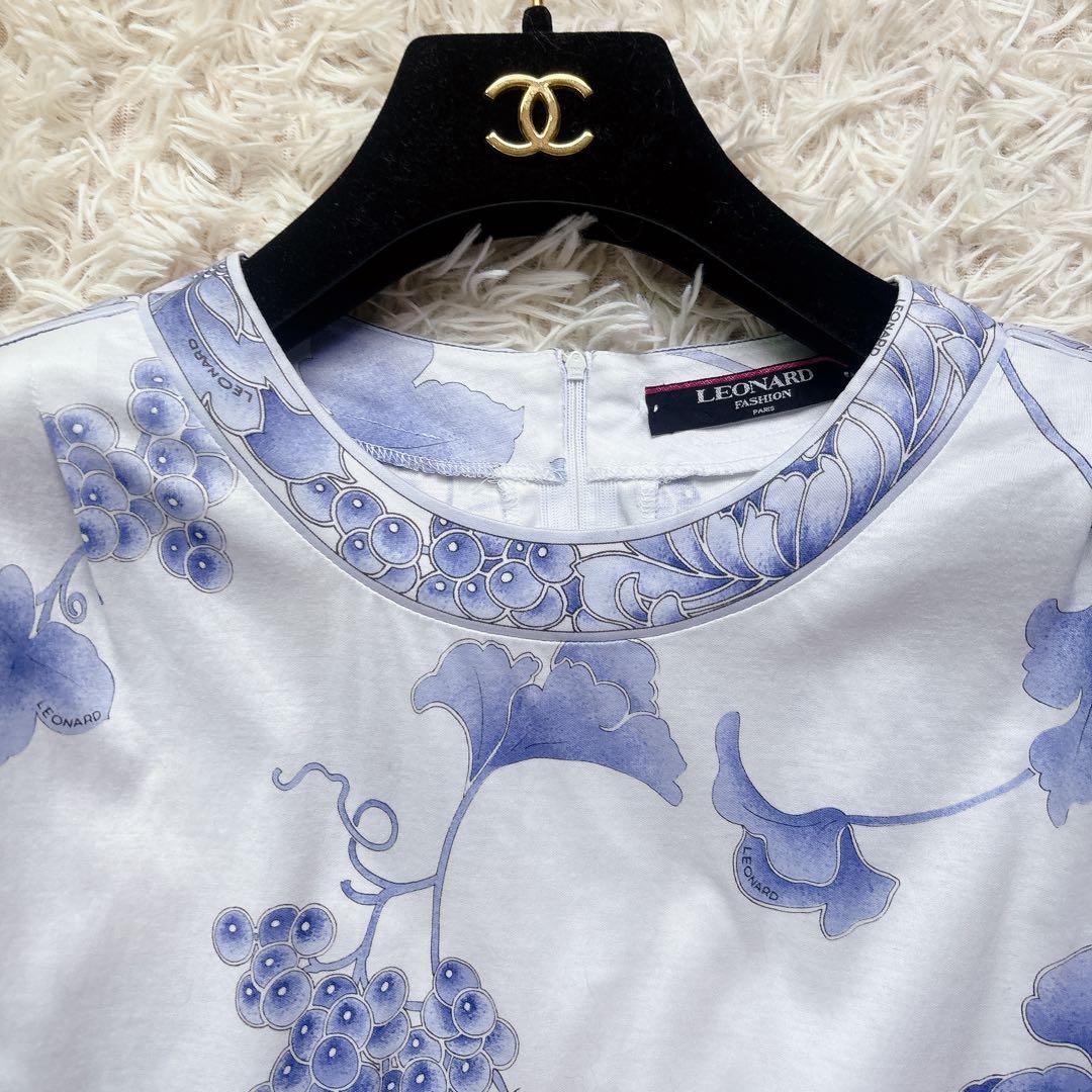 極美品✨レオナール 半袖シャツ カットソー トップス トリム 花柄 L