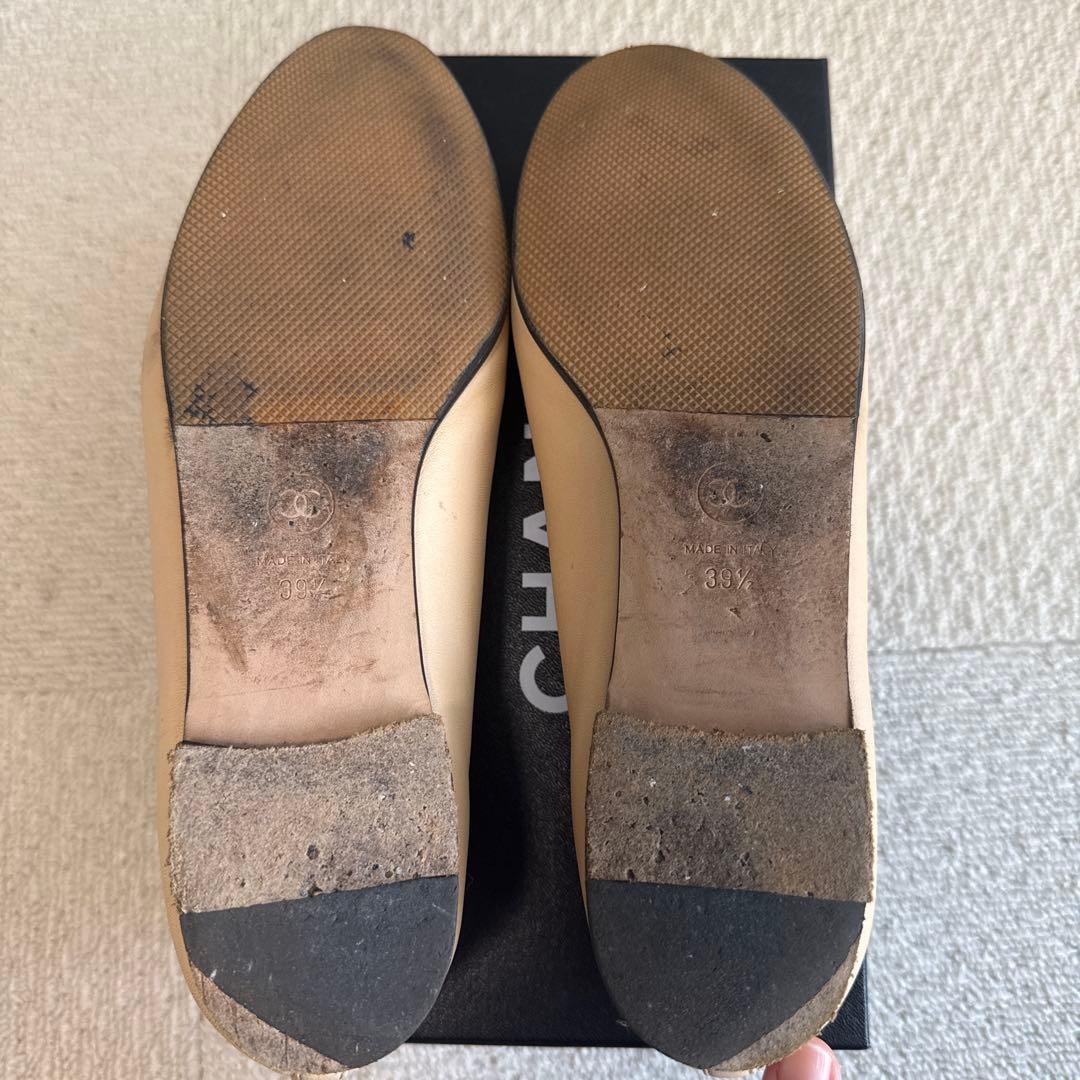 CHANEL バレエフラットシューズ ベージュ/ブラック　39.5