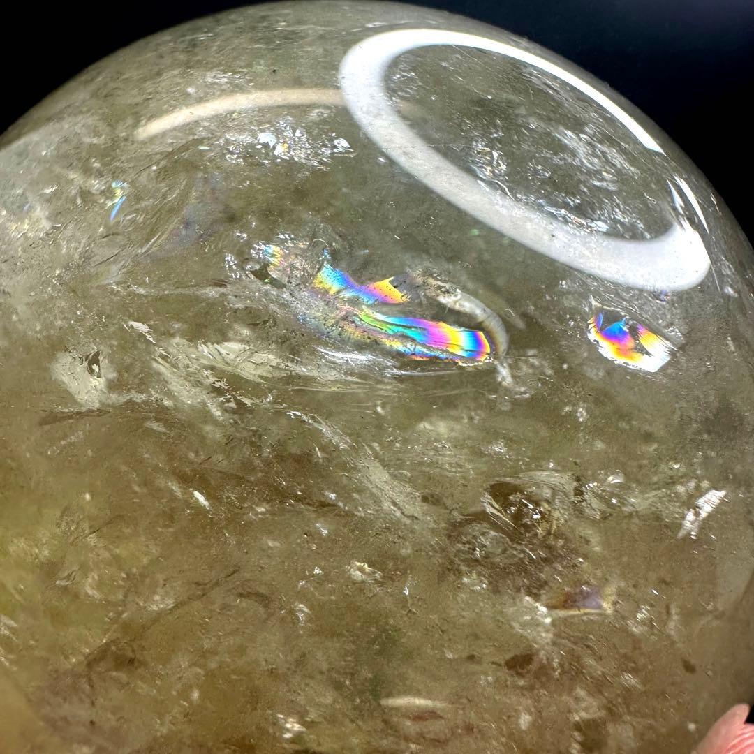 【財運・金運・事業運up❗️】レインボー シトリン黄水晶丸玉パワーストーンA934