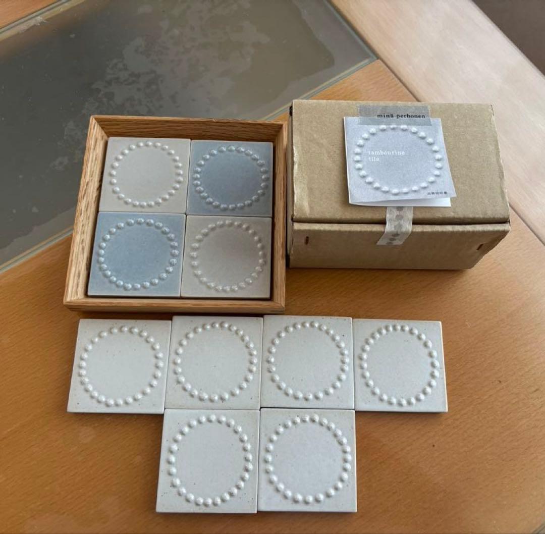 mina perhonen タイルセット 10枚セット　無印良品ウッドトレイ