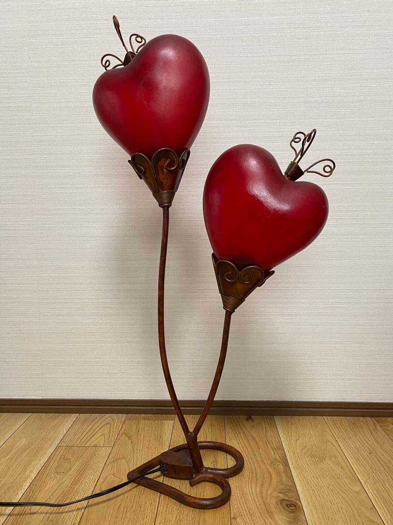 【値下交渉OK】ハート形　ランプ　フロア　スタンド　ライト　アンティーク　風