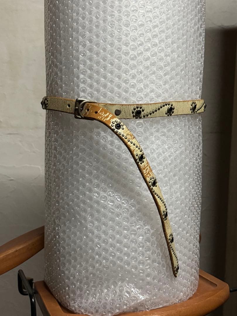 HTC Leather Narrow Studs Belt スタッズベルト 白