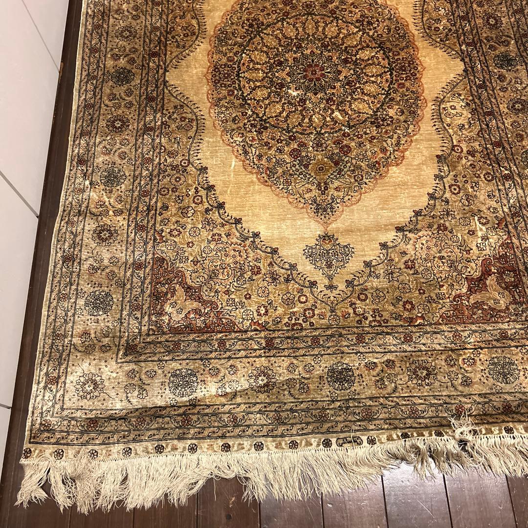 ペルシャ絨毯　カーペット　段通　アンティーク　アラブ　豪華　シルク