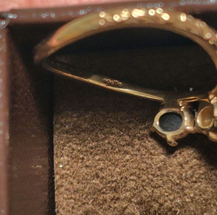 アガットK10リング３石スモーキークォーツ9号