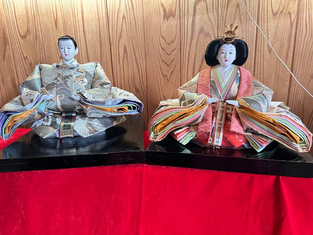 雛人形 男雛 女雛 セット黒い台座　※赤い布はつきません