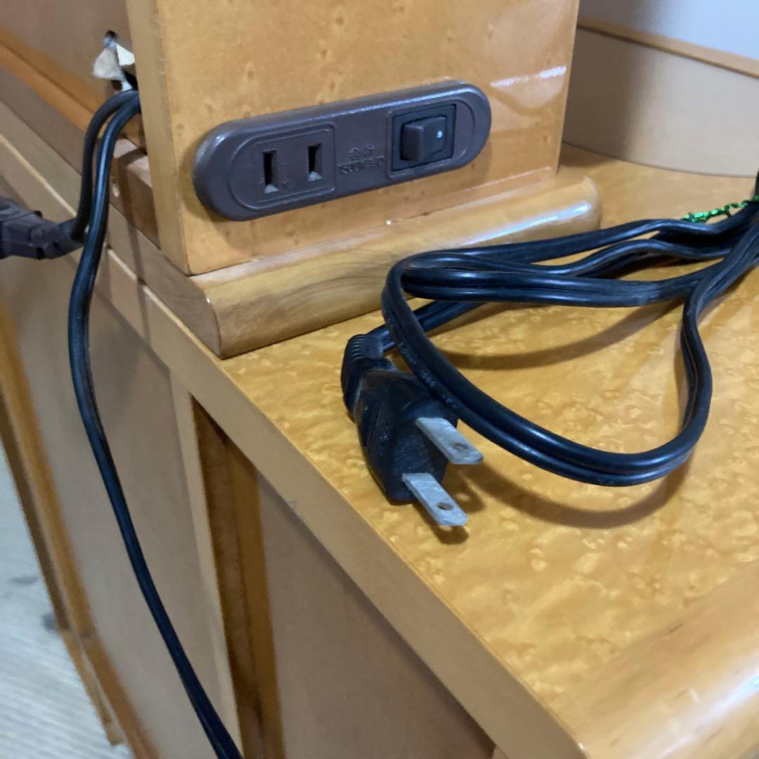 高級　ナチュラル木製ドレッサー 鏡・ランプ付き 鏡面仕上げ