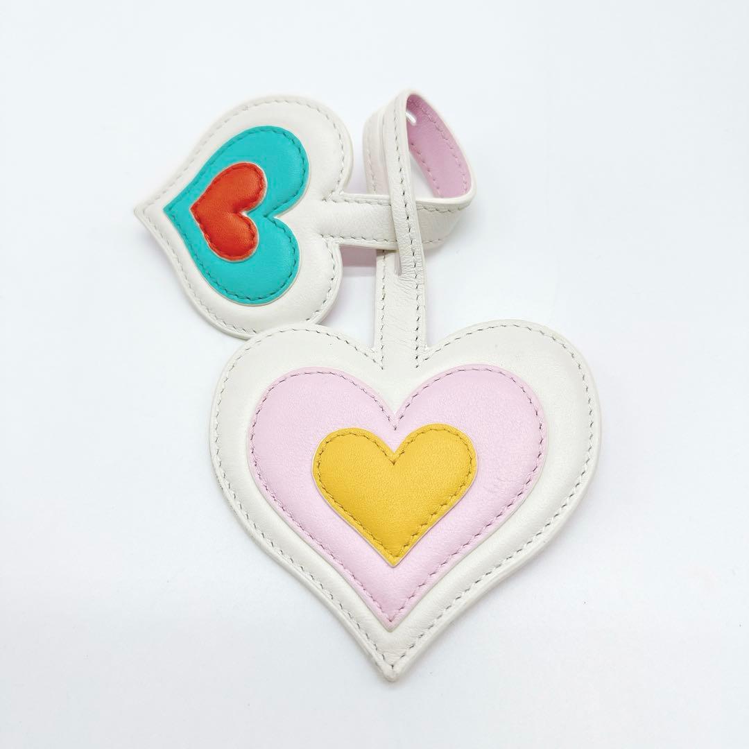 DELVAUX デルヴォー バッグチャーム ダブルハート ホワイト★C87