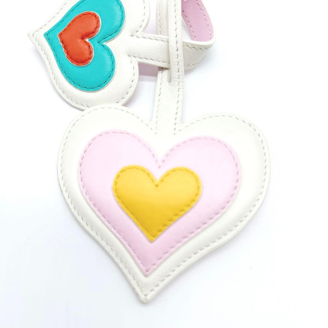 DELVAUX デルヴォー バッグチャーム ダブルハート ホワイト★C87