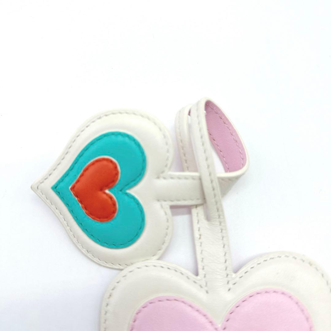 DELVAUX デルヴォー バッグチャーム ダブルハート ホワイト★C87