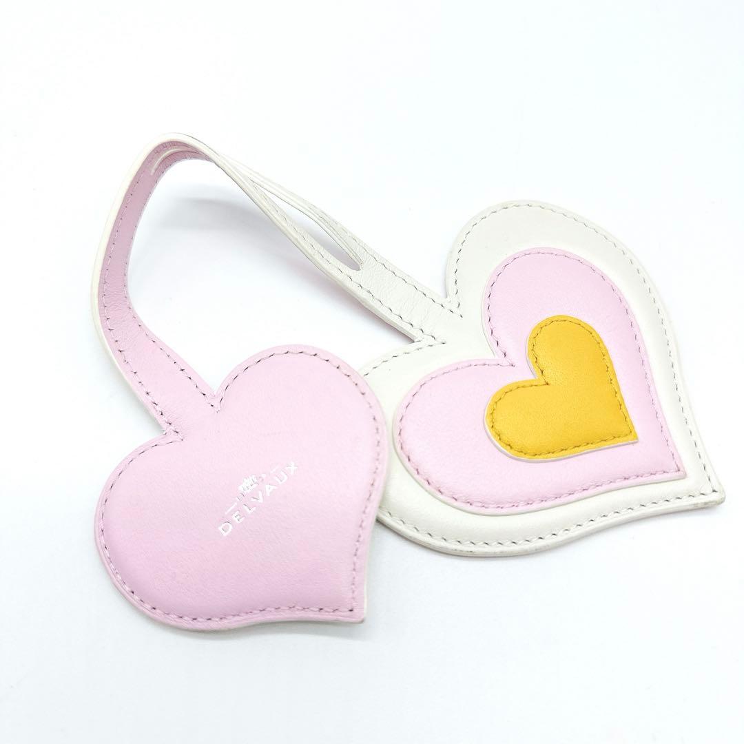 DELVAUX デルヴォー バッグチャーム ダブルハート ホワイト★C87