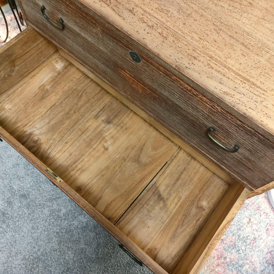 昭和レトロ アンティーク ローチェスト 収納棚 杉無垢材 引き出し2杯