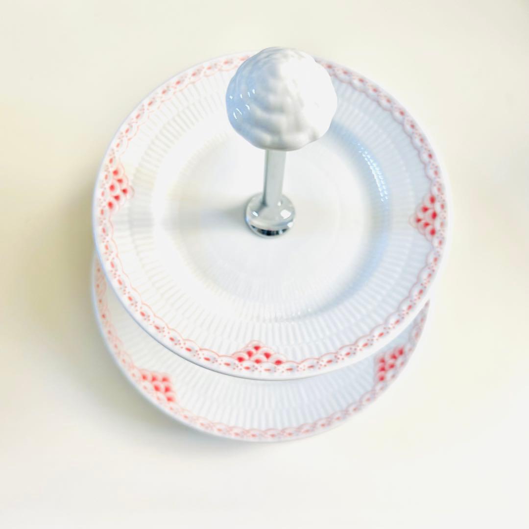 新品 ロイヤルコペンハーゲン コーラル ケーキスタンド でザードスタンド ２段