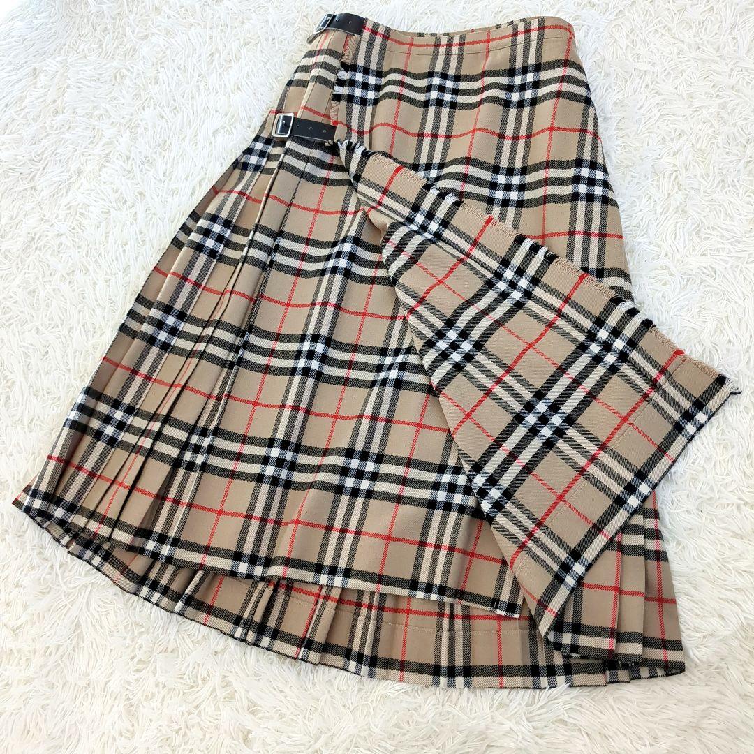 極美品✨️BURBERRY プリーツ フレアスカート ノバチェック ベルト