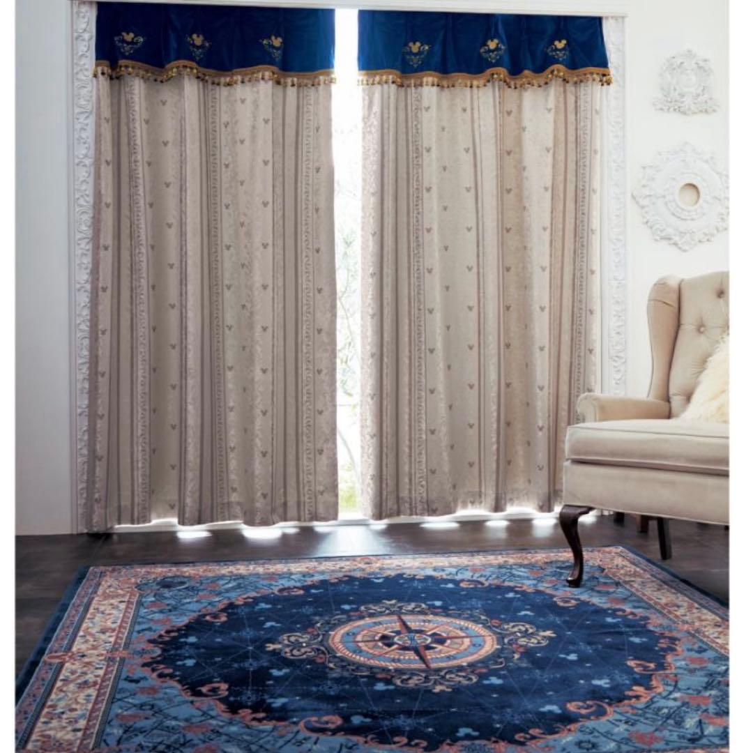 【新品】ディズニー ミッキージャカード 遮光カーテン約100×220×2枚