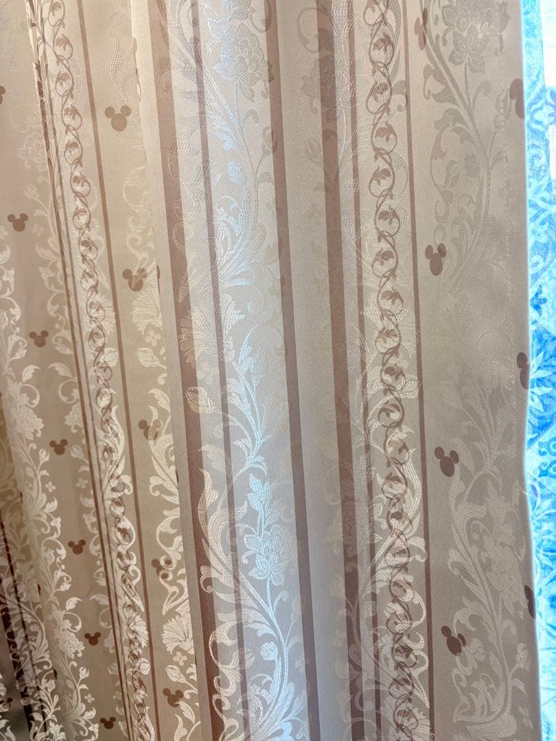 【新品】ディズニー ミッキージャカード 遮光カーテン約100×220×2枚