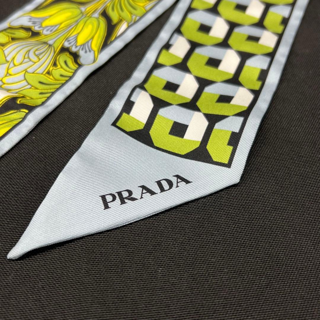 姫*パ様 hh【used】PRADA プラダ　スカーフ　リボン　水色　細いスカー