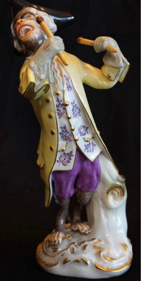 【美品】マイセン 猿の楽団 打楽器 イエロージャケット1級品