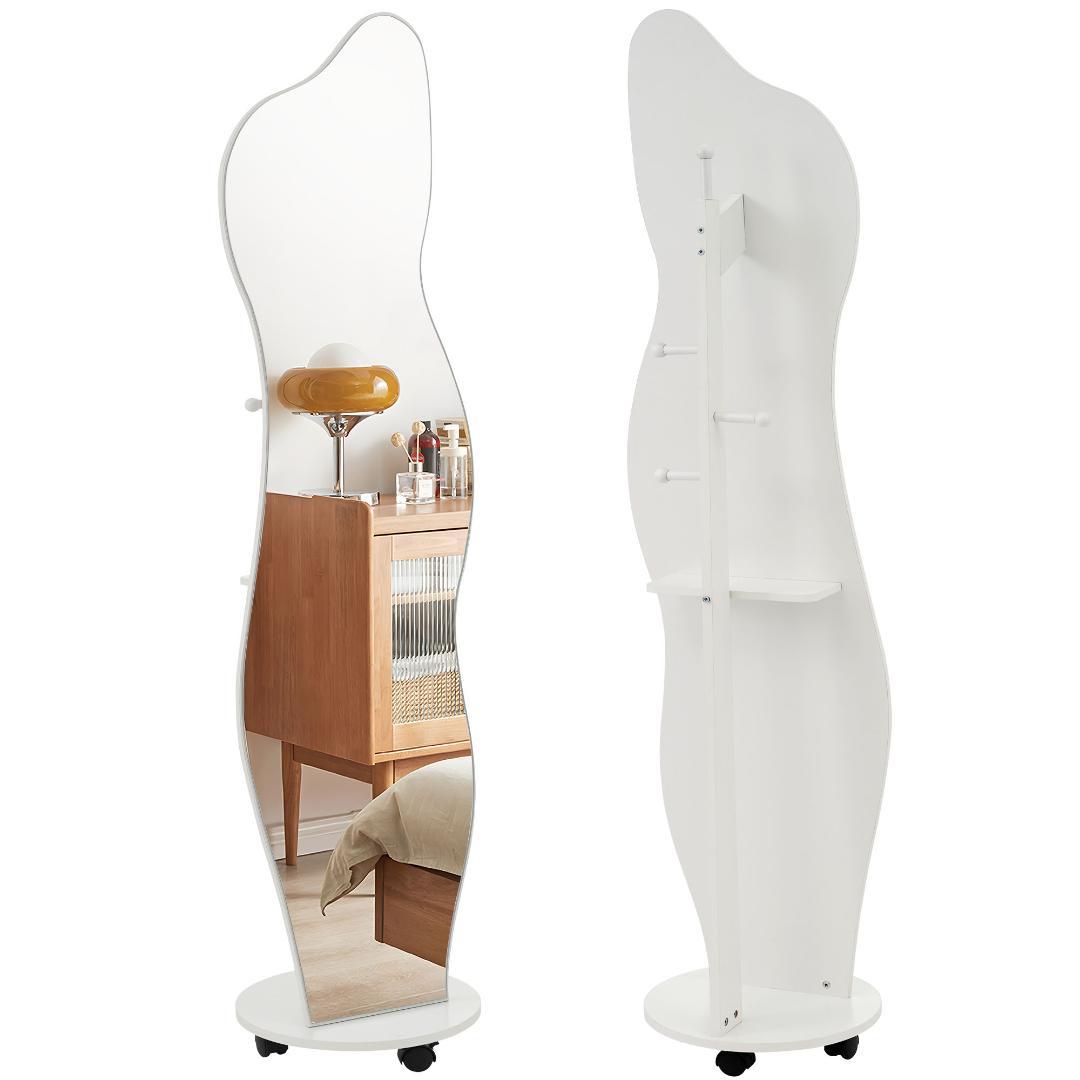 全身鏡 姿見鏡 ハンガーフック イレギュラ ハンガー 360°回転 飛散防止加工