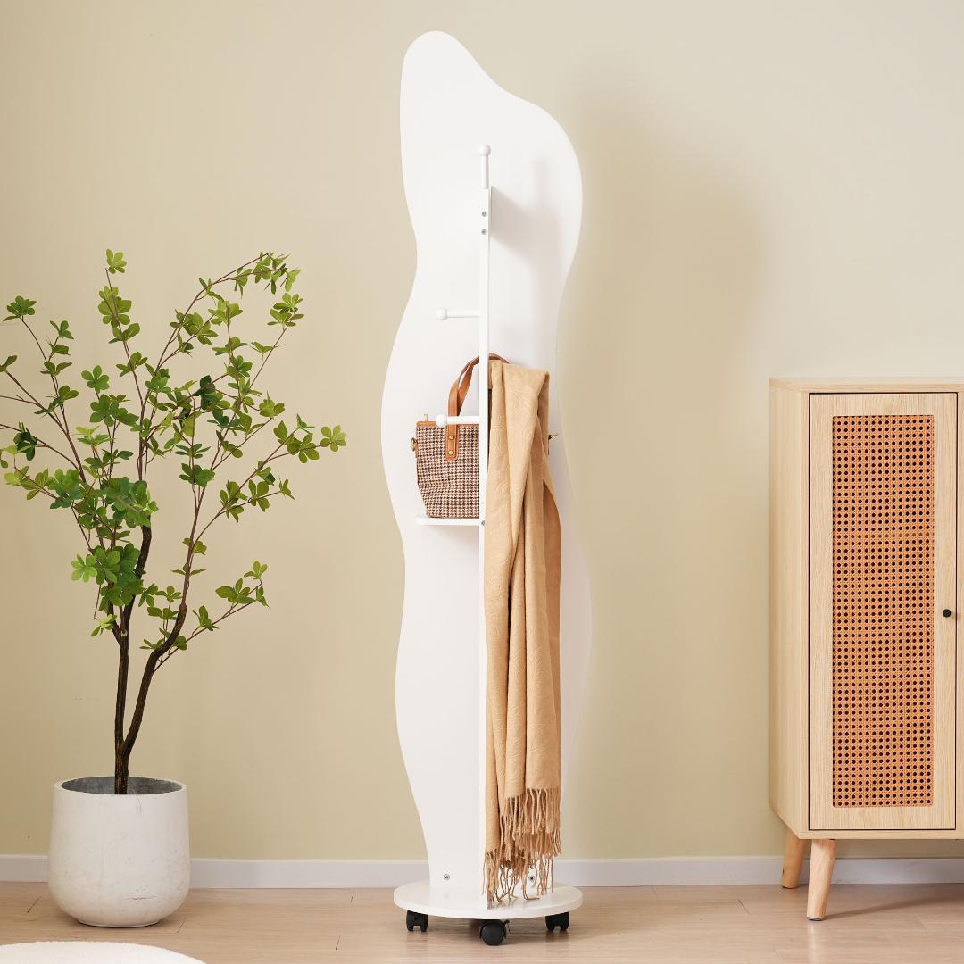 全身鏡 姿見鏡 ハンガーフック イレギュラ ハンガー 360°回転 飛散防止加工