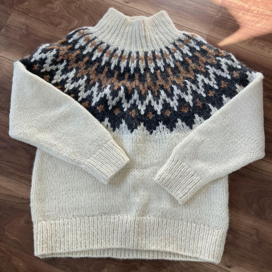 新品未使用かぐれペルーニットフェアアイル求心柄北欧暮らしの道具店sm2くらすこと