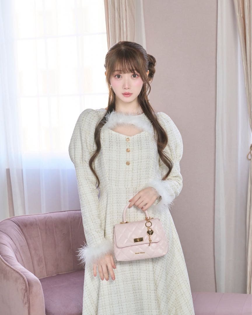 ロゼミューズ ツイード ホリデー ドレス ホワイト