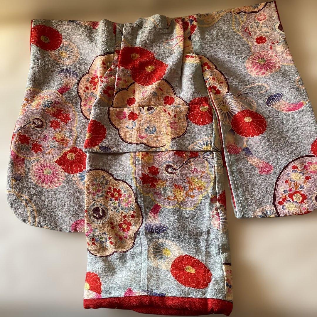 パンダ　古布　江戸縮緬　13号　人形の着物　八稜鏡　103107