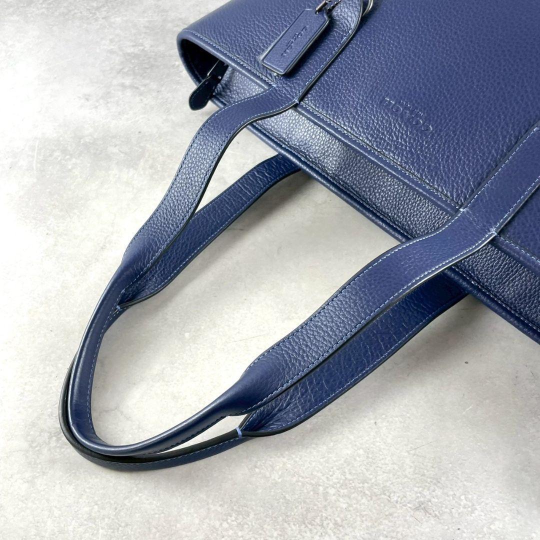 未使用タグ有 コーチ サリバン トートバッグ ビジネス A4可 レザー 紺