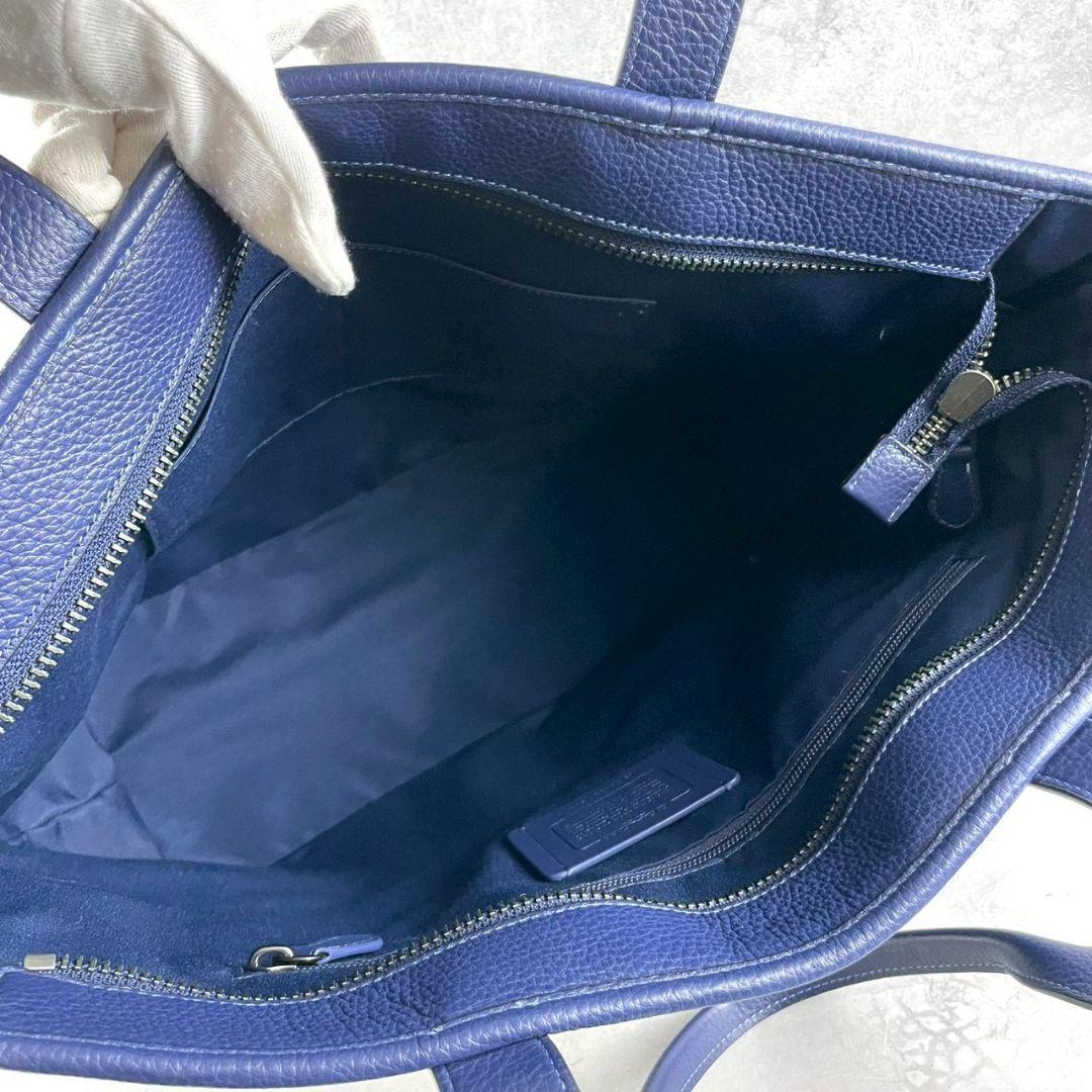 未使用タグ有 コーチ サリバン トートバッグ ビジネス A4可 レザー 紺