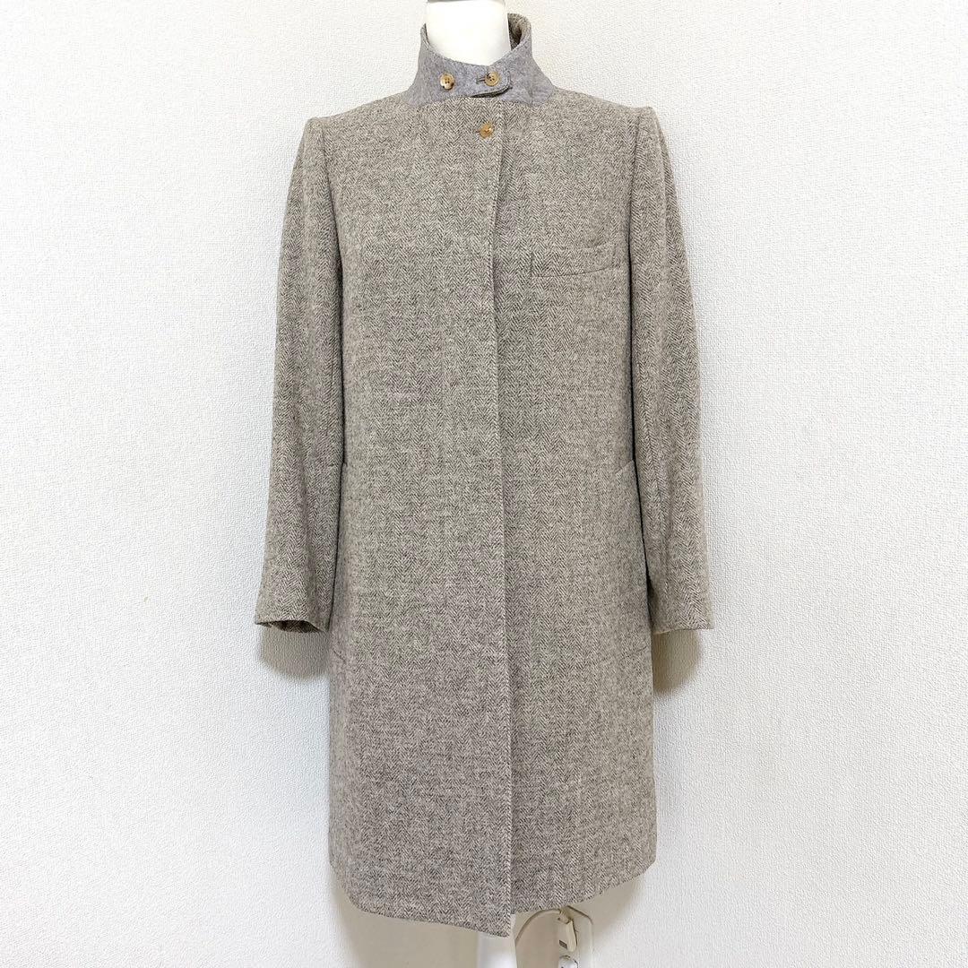 マーガレットハウエル チェスターコート ウール100%ヘリンボーンロングアウター