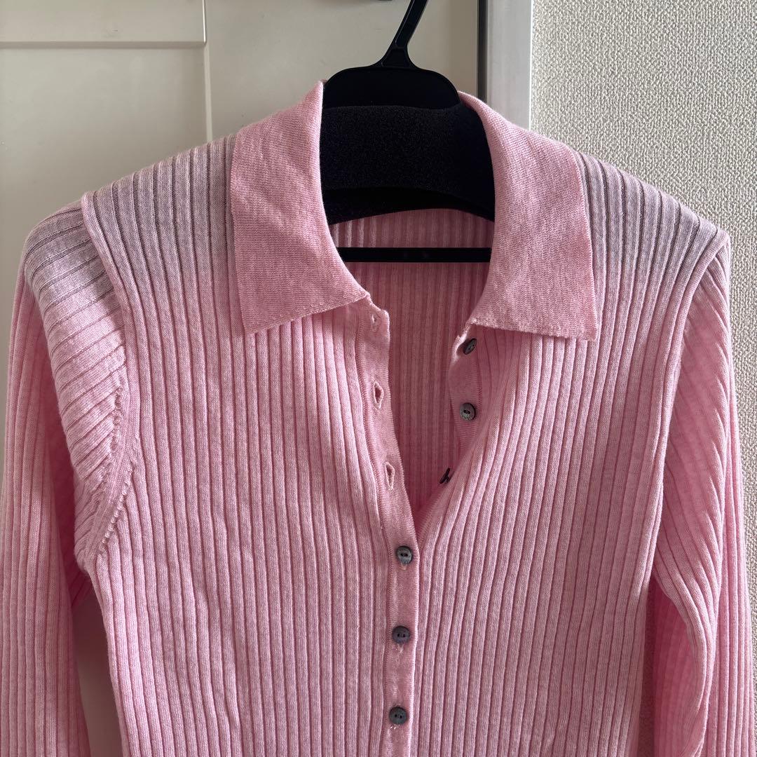 exメリノリブ ポロ襟カーディガン iena