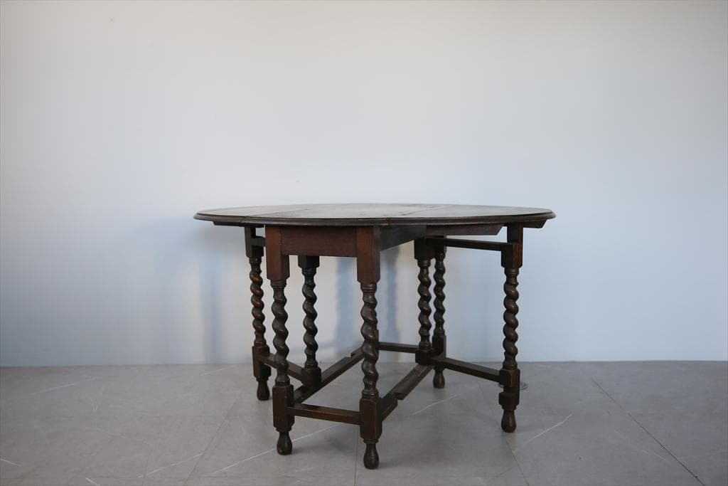 英国アンティーク木製ゲートレッグテーブル/ダイニング机バタフライ(91-245)