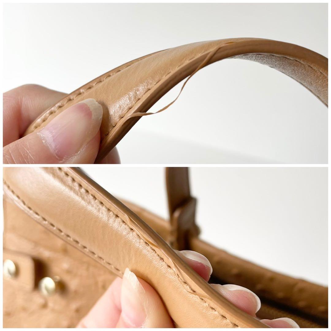 【極美品】FURLA 2way トートバッグ LADY M オーストリッチ調