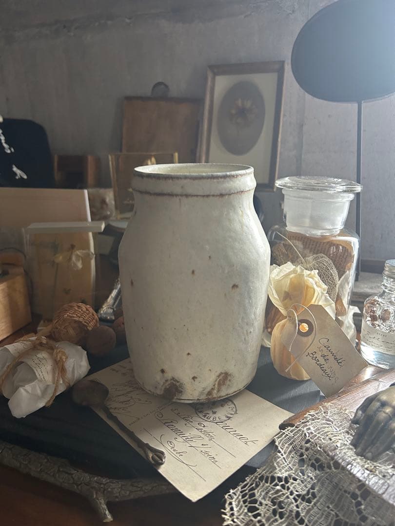 平野日奈子 粉引き カトラリー入れ 花瓶