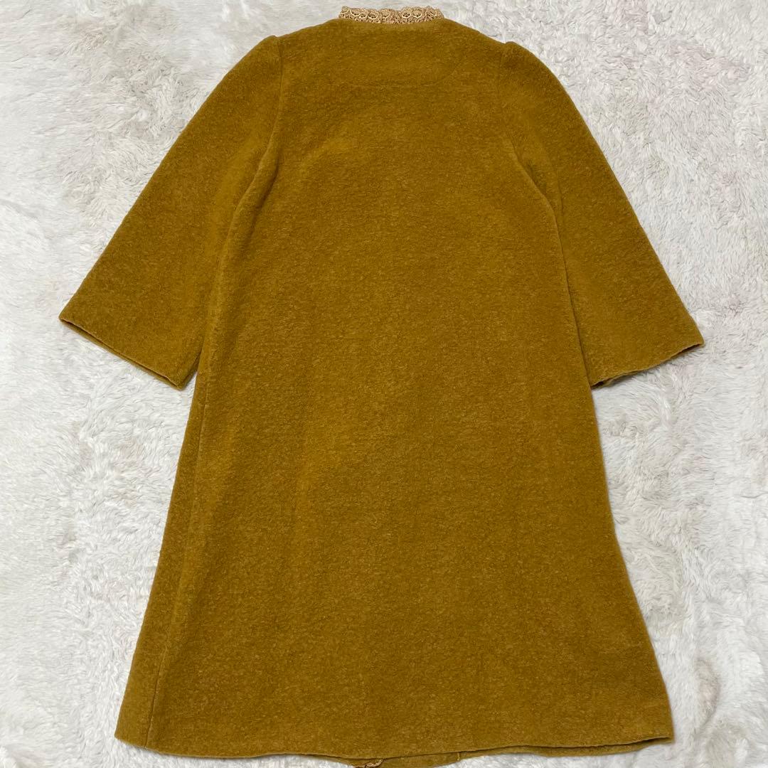 美品　yukiemon ユキエモン　ロング　コート　ノーカラー　ボンボン　レース