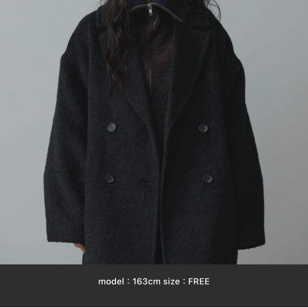 Happy John ウールブレンドシャギーコクーンPコート