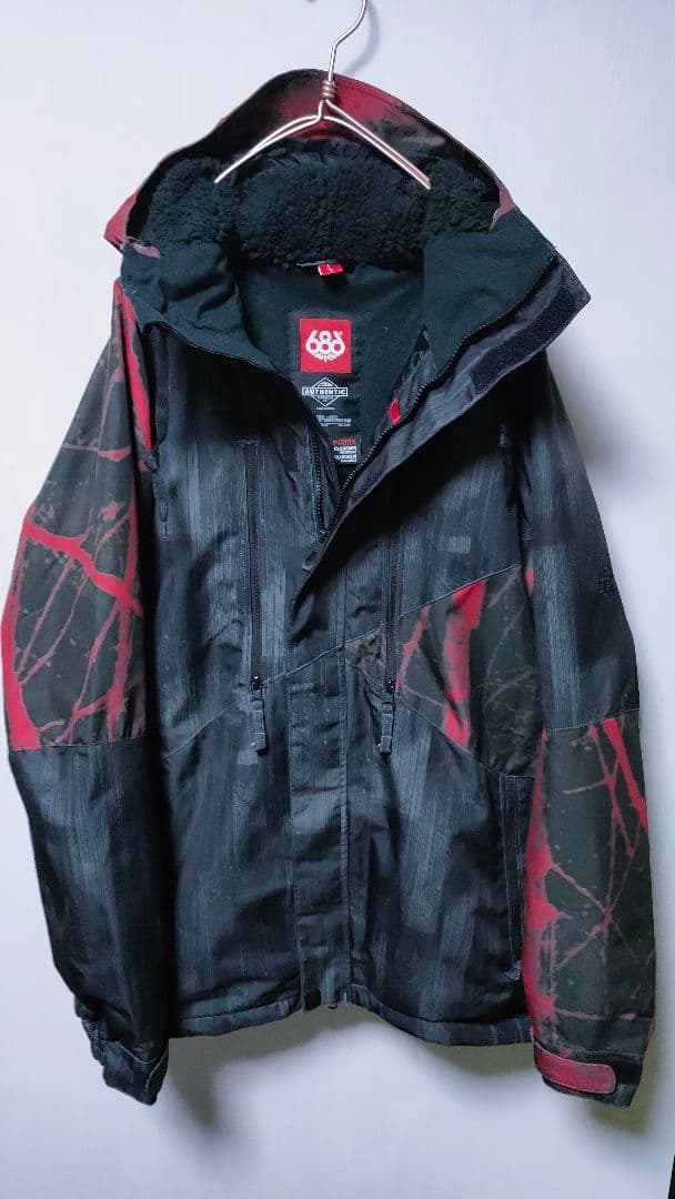 【686 ロクハチ】スノーボードウェア メンズL ジャケット 総柄 ブラック