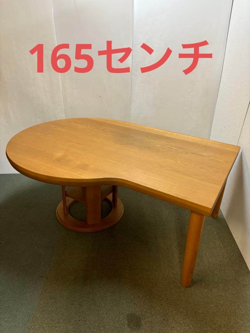 ② 165サイズ　変形P型　ダイニングテーブル　タモ無垢材